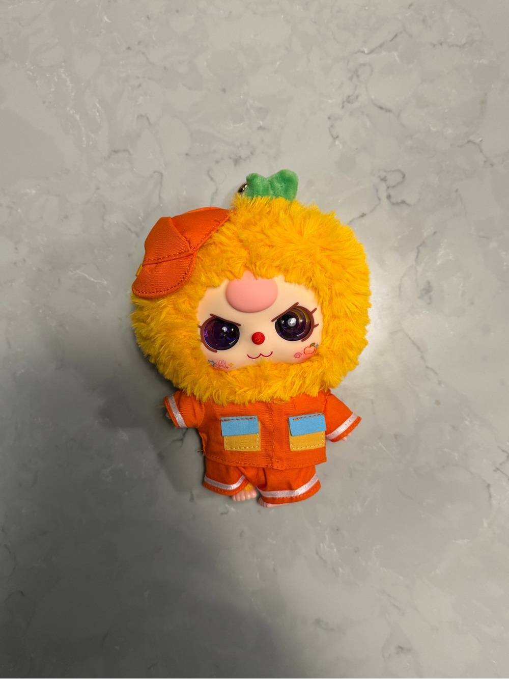Baby Three Keychain - Orange & Yellow Cute Doll With Glitter Eyes